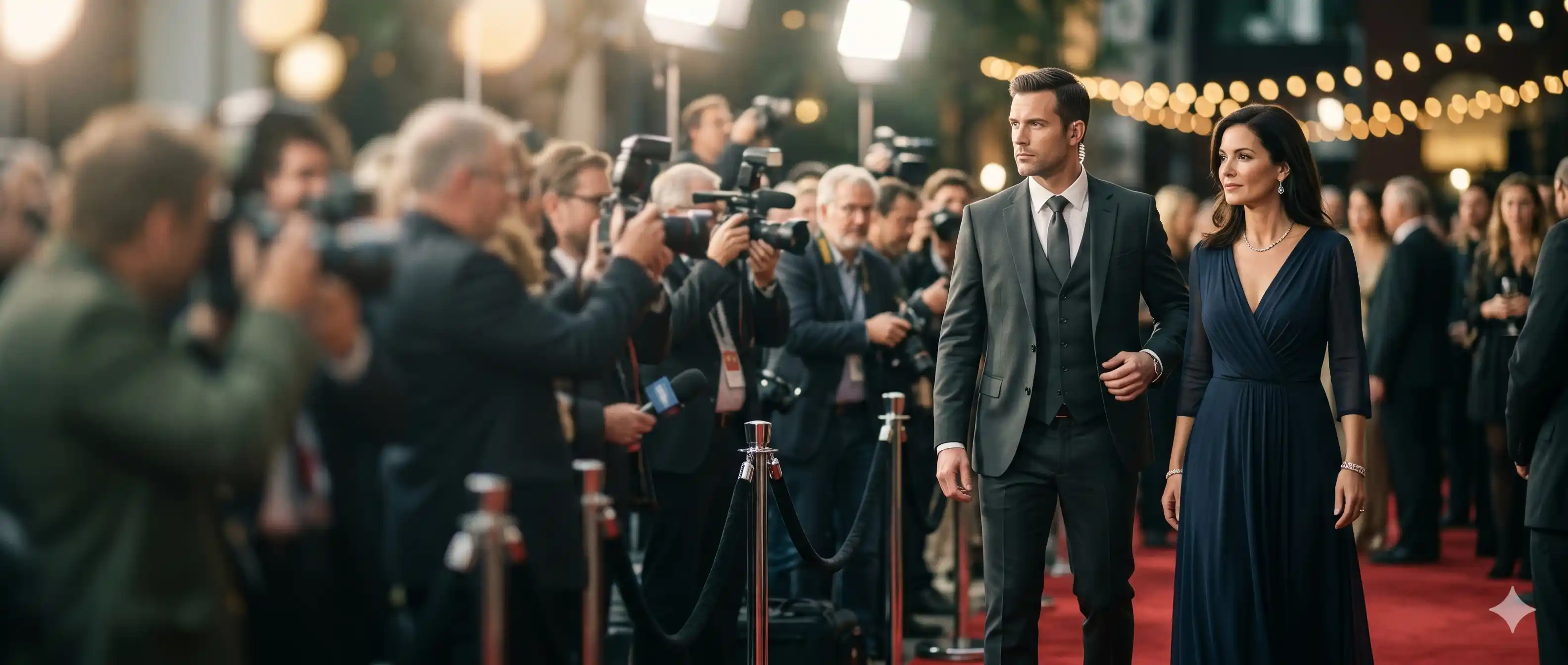 Pentagon protection agent managing access for a public figure at a red carpet event